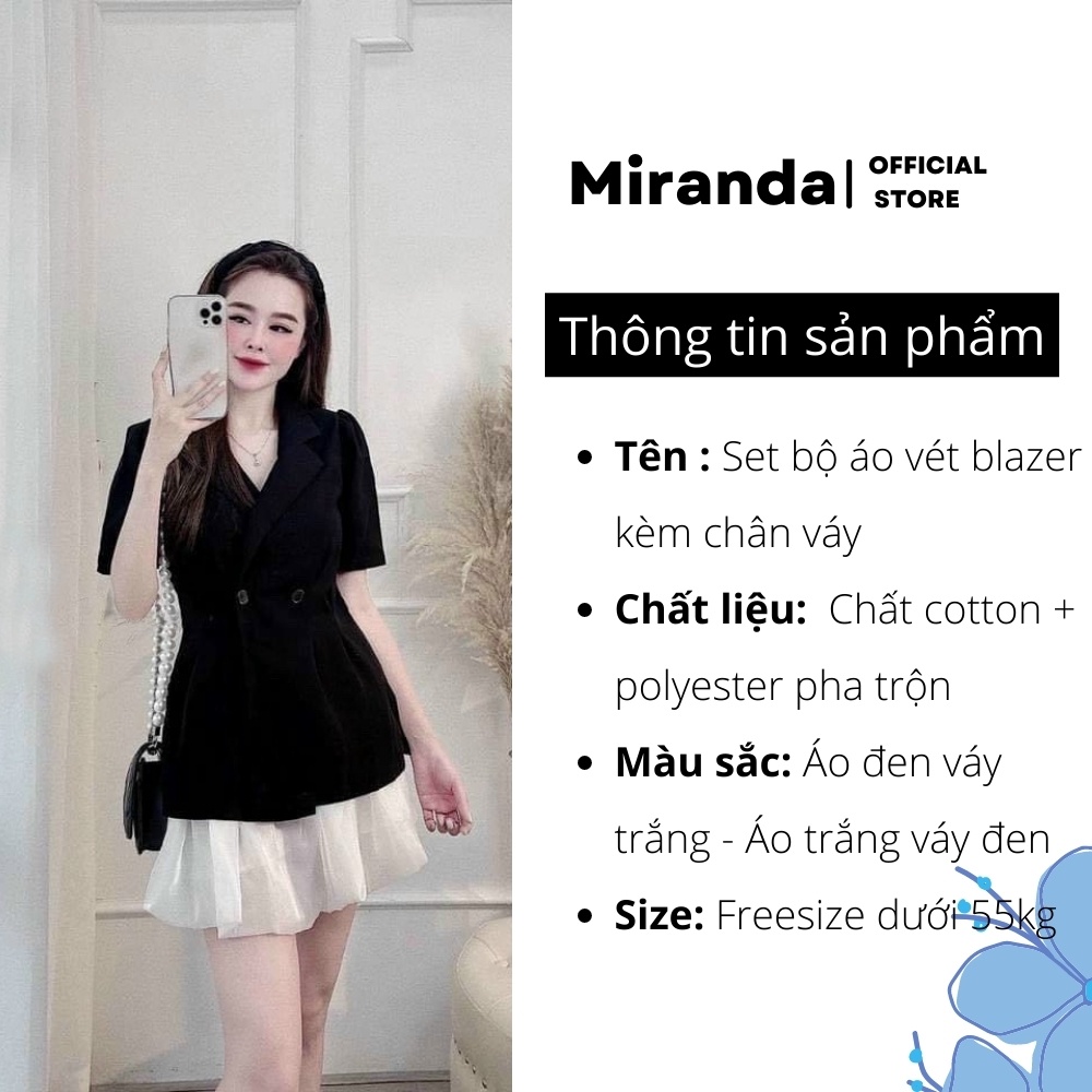 Set áo Blazer chân váy nữ Miranda Bộ đầm Vest nữ Công Sở mix chân váy bí phong cách Hàn Quốc đi làm đi chơi xinh xắn 014 | BigBuy360 - bigbuy360.vn