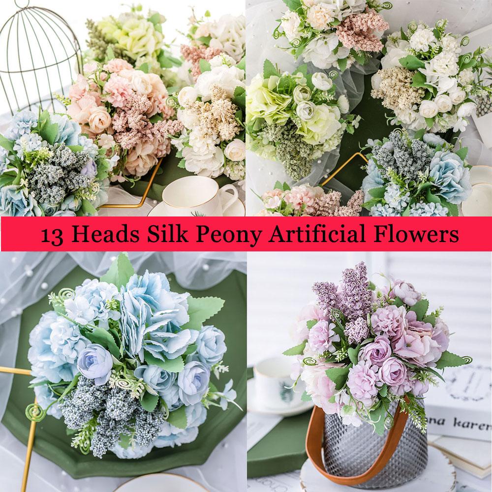 KUNHEV Bó Hoa Mẫu Đơn Bằng Lụa Nhiều Màu Trang Trí Bàn Tiệc Cưới