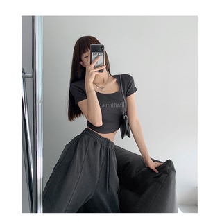 Áo Croptop Thêu Chữ Phong Cách Vintage Mỹ Gợi Cảm Cho Nữ