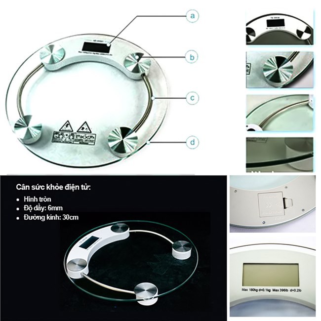 Cân điện tử chính xác, mặt kính cường lực chống xước, thiết hình tròn hiện đại - Soleil shop