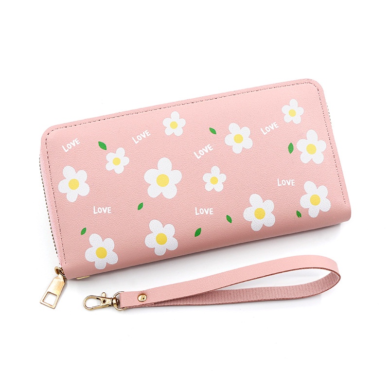 Ví Da Pu In Hoa Thời Trang Hàn Quốc