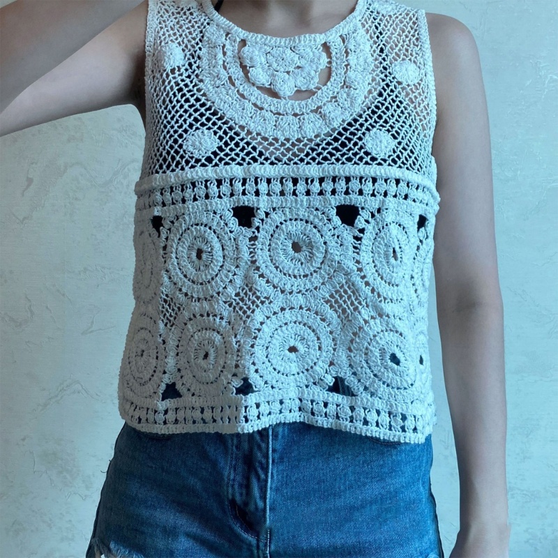 Áo Tank Top Dệt Kim Phong Cách Retro Thời Trang Dành Cho Nữ