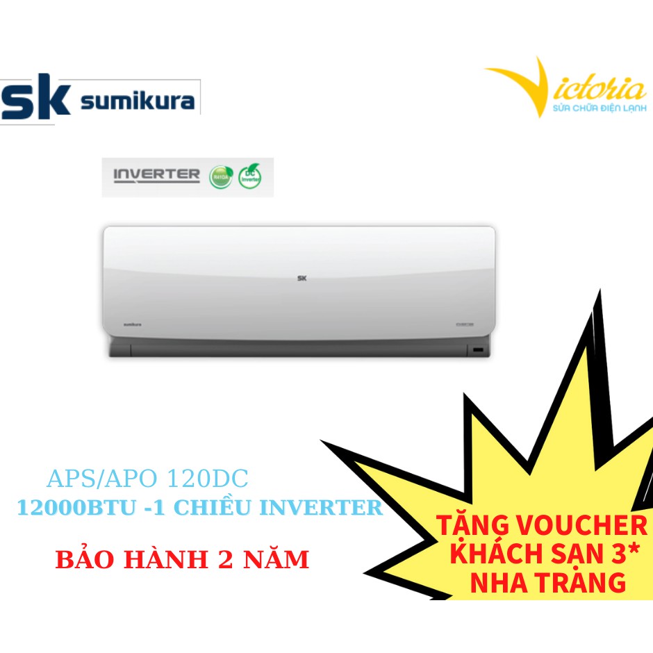 MIỄN PHÍ CÔNG LẮP ĐẶT & VẬT TƯ - Điều hòa không khí 1 chiều SUMIKURA 12000BTU Inverter – APS/APO-120DC Mới