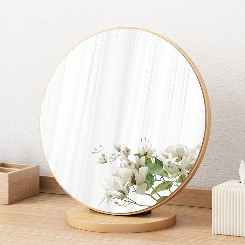 Gương trang điểm để bàn cao cấp gương soi bằng gỗ xoay gập tiện lợi phong cách châu Âu