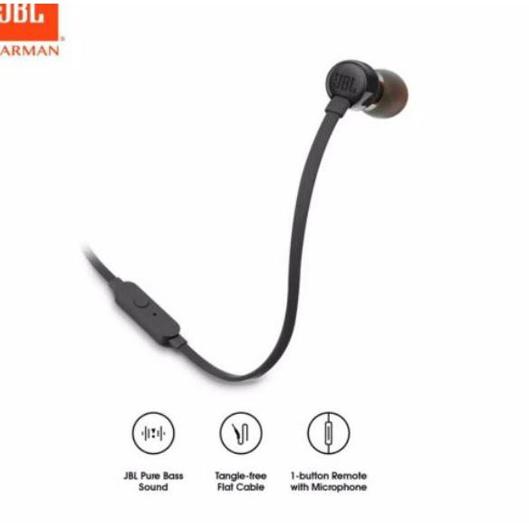 Tai Nghe Nhét Tai Jbl T110 Có Mic Và Dây Dẹt 1 Th Chính Hãng