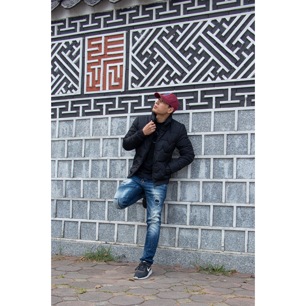 Áo khoác nam cao cấp form hàn quốc cao cấp màu đen , Áo phao nam không mũ dày dặn 2021