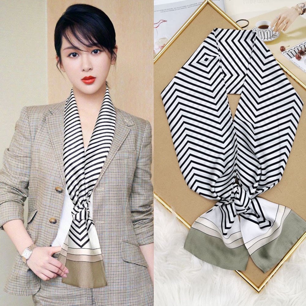 Khăn choàng cổ vải lụa nhân tạo đa năng thời trang sành điệu cho nữ 15*145cm