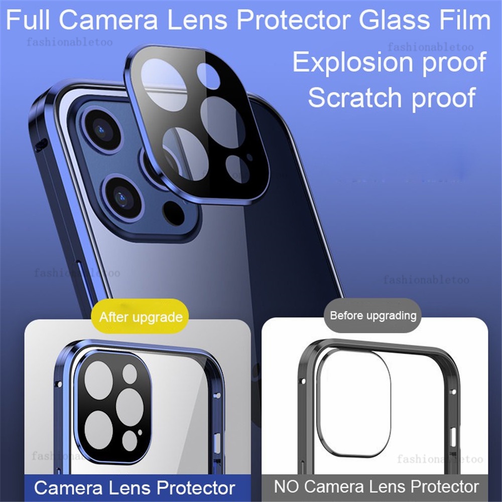 Ốp Điện Thoại Kính Cường Lực Hai Mặt Viền Kim Loại Cho iPhone 12 13 Pro Max 13 12 mini 12pro 13pro Max iphone13 iphone12