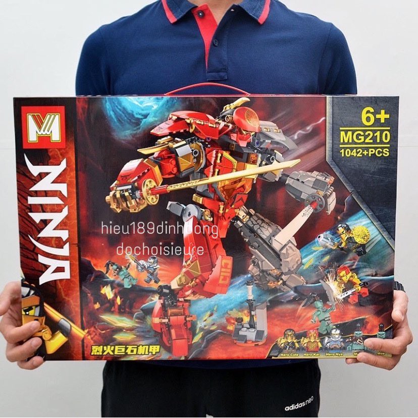 Lắp ráp Xếp hình not Lego Ninjago 71720 Fire Stone Mech mg210 11331 : Chiến Giáp Hợp Thể Của Kai &amp; Cole 1042+ mảnh