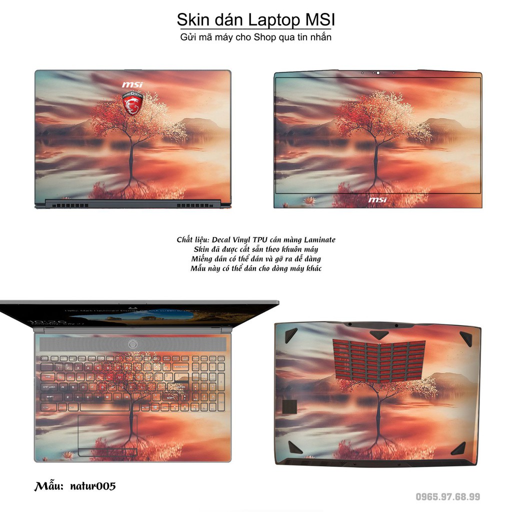 Skin dán Laptop MSI in hình thiên nhiên (inbox mã máy cho Shop)