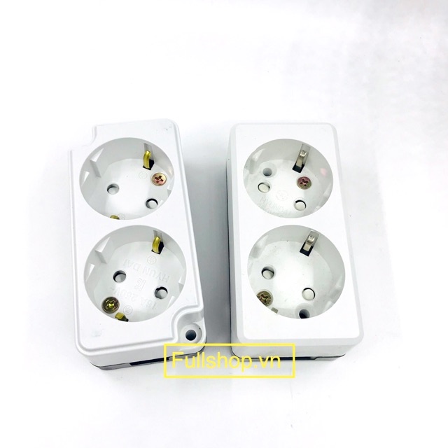 Ổ cắm kiểu Schuko 16A Hàn Quốc lắp nổi có chân tiếp địa - dạng ổ cắm schuko nổi đôi, nổi ba, nổi bốn