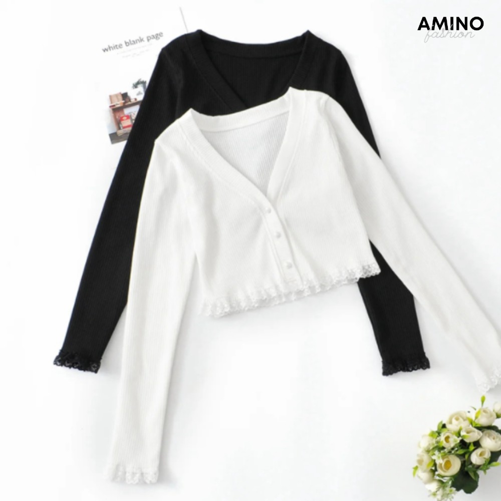 [Mã FAMAYWA giảm 10K đơn 50K] Áo croptop nữ tay dài phối ren thời trang | BigBuy360 - bigbuy360.vn