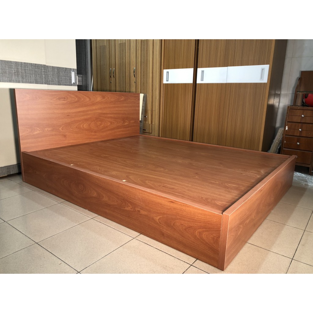 Giường Ngủ Gỗ Mdf Melamine Màu Xoan Đào