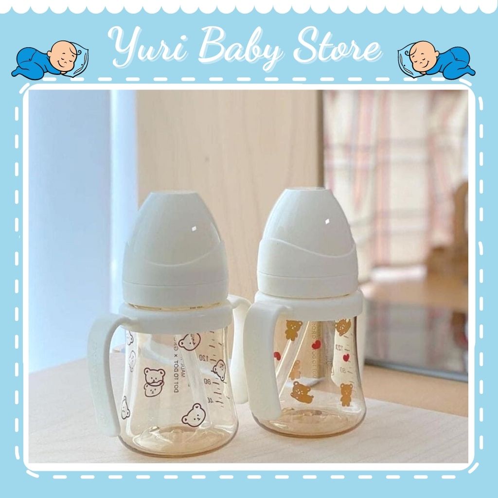 Bình sữa - hút DotGom/ HeartGom/PPSU gấu đen/ gấu tim 200ml- 300ml chính hãng cho bé