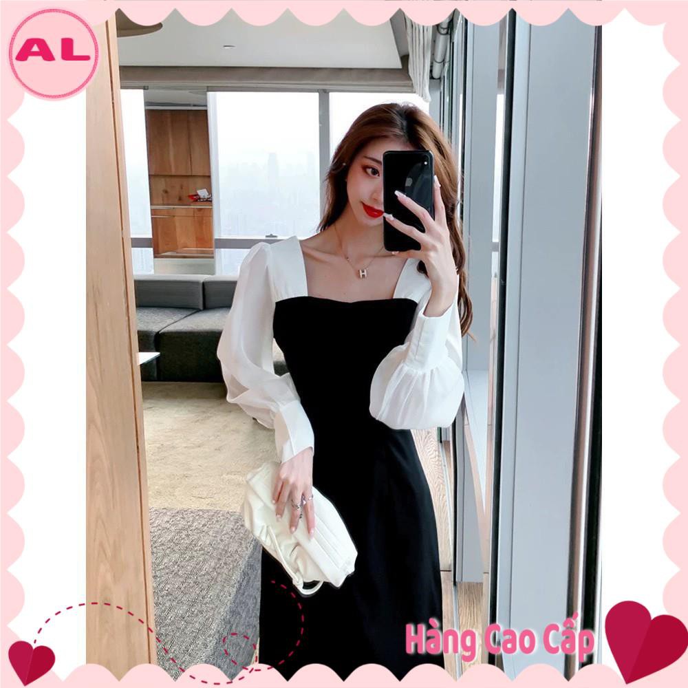 Đầm dự tiệc thiết kế cổ vuông, Phong cách Hàn quốc, hàng đẹp cao cấp