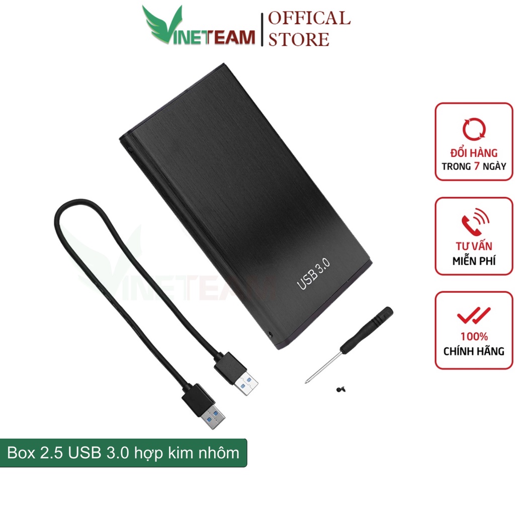 Hộp Đựng Ổ Cứng Di Động HDD SSD Box 2.5 VINETTEAM USB 3.0 hợp kim nhôm , Tốc Độ 6gbs Dành Cho Windows Mac OS -4720