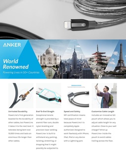 Cáp Lightning bện Nylon ANKER Powerline+ (Có kèm bao da), dài 1.8m - A8122