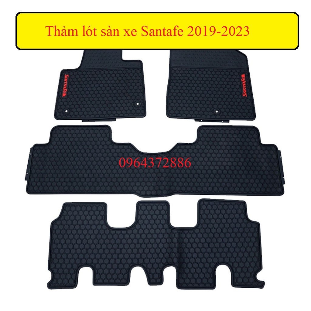 Thảm lót sàn cao su 3D cao cấp dành cho xe Hyundai Santafe 2019-2023