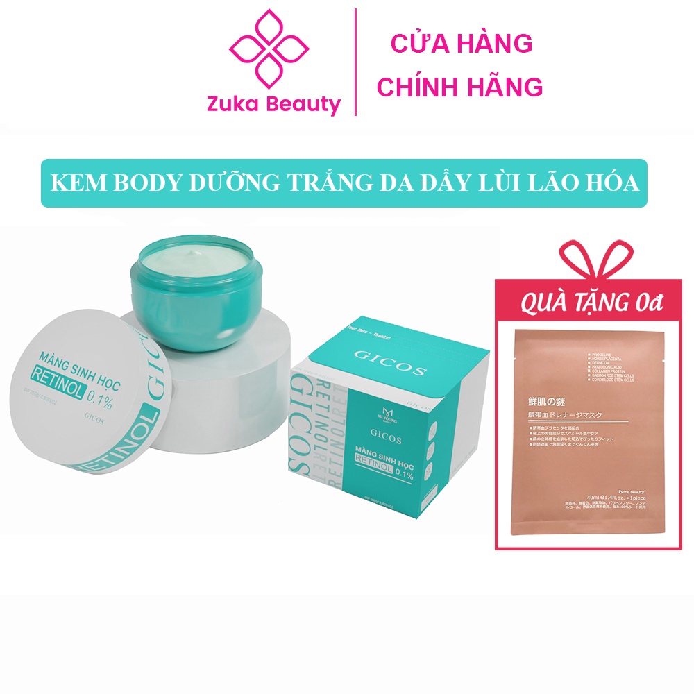 Màng sinh học Retinol 0.1% Gicos 250gr Zuka Beauty trẻ hóa làn da Body dưỡng trắng body mịn màng