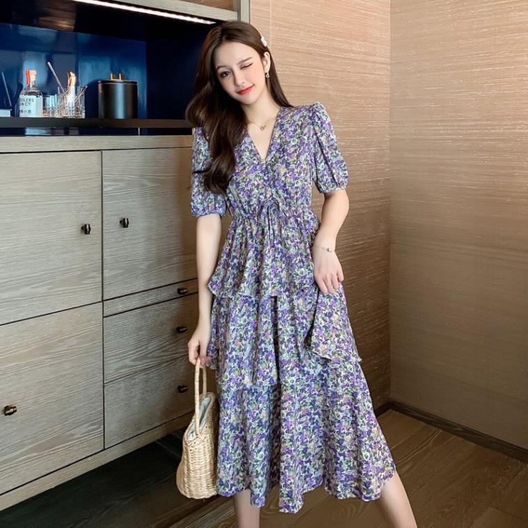 váy Xếp Tầng Tay Lỡ Hoa Nhí Tiểu Thư