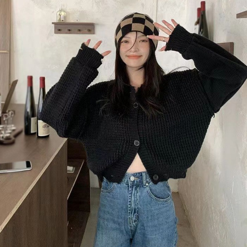 Áo Khoác Cardigan Dệt Kim Dáng Rộng Cổ Chữ V Thời Trang Thu Đông Dành Cho Nữ