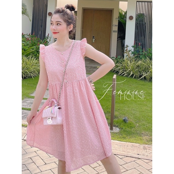 Đầm Babydoll Hồng, váy babydoll xinh xắn, đầm suông hồng baby