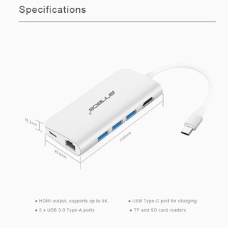 Cáp chuyển đổi đa năng USB-C Hub micro SD card reader hdmi Type C 8 trong 1 cho Macbook hiệu ANNBOS - hàng nhập Mỹ