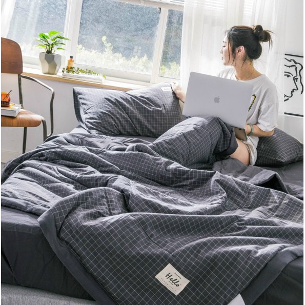 Bộ chăn, ga, gối Cotton Linen, Cotton Đũi Nhật Chăn Trần Siêu Mềm, Thoáng Khí