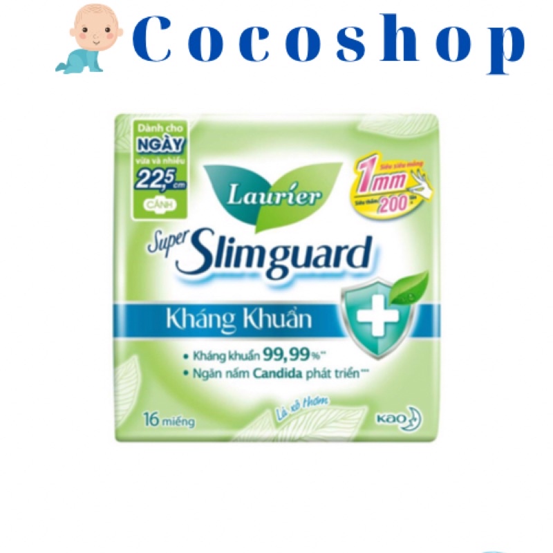 Băng Vệ Sinh Laurier Supper Slimguard Kháng Khuẩn 22,5cm 16 miếng