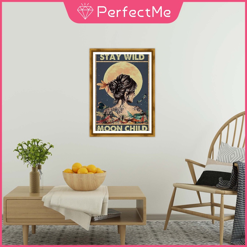 Bộ tranh đính đá 5D họa tiết chuồn/ mặt trăng độc đáo trang trí nhà cửa