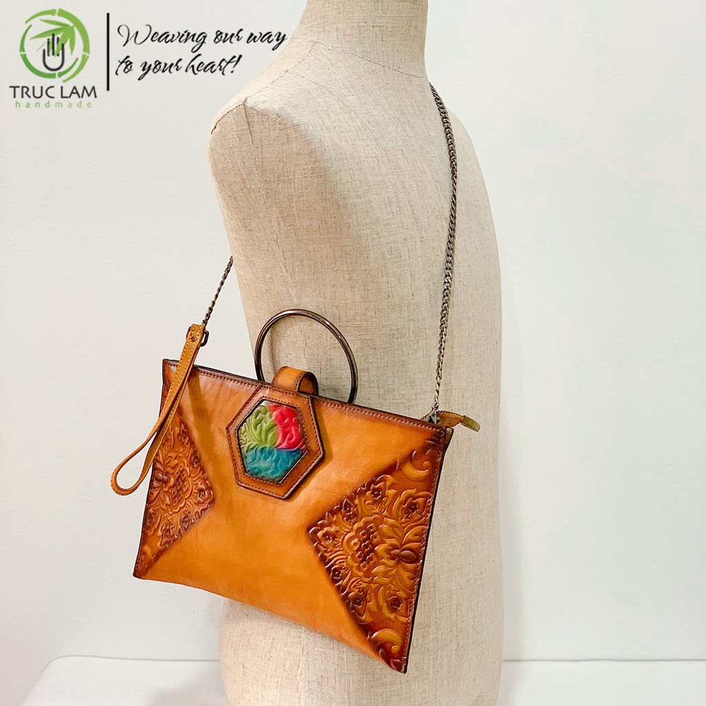 Ví Clutch Dự Tiệc Thời Trang Nữ Cầm Tay Da Thật Cao Cấp Trúc Lâm Handmade.