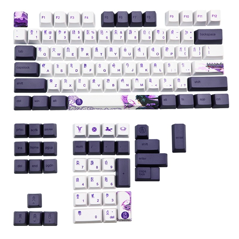 112 Keys Purple Datang Keycap PBT Sublimation Keyboard Keycaps OEM Profile GK61