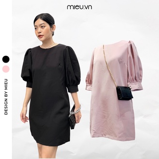 Đầm suông tay phồng (Hồng/Đen) - FJN05