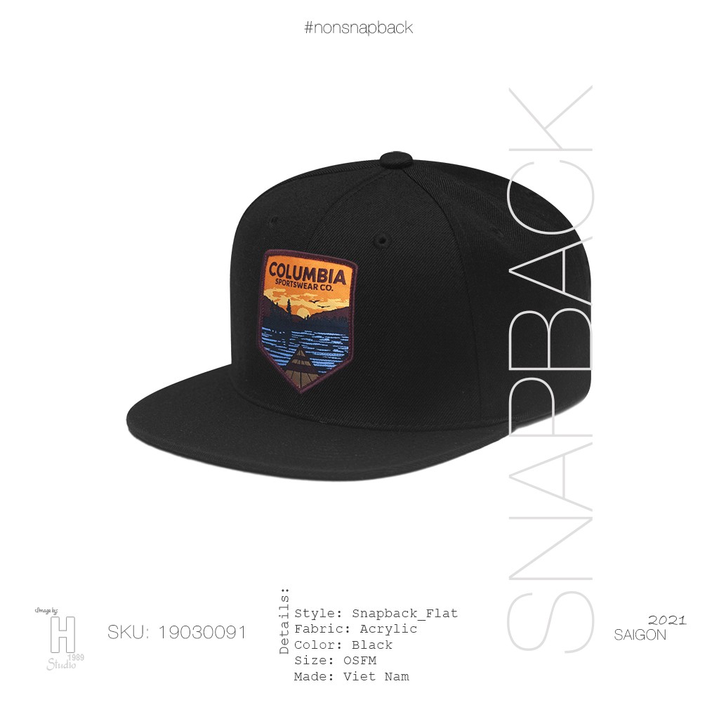 Mũ snapback thời trang nam màu đen cao cấp logo Columbia hàng chất lượng tiêu chuẩn xuất khẩu