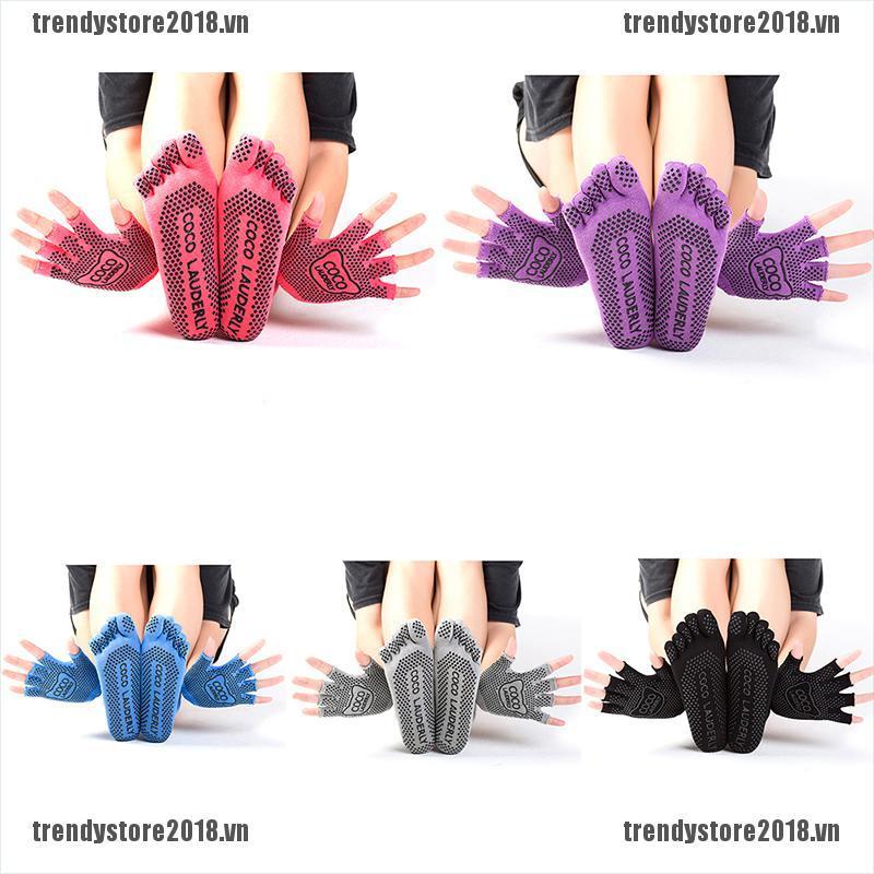 Tất Cotton Xỏ Ngón Chống Trượt Cho Nữ Tập Yoga
