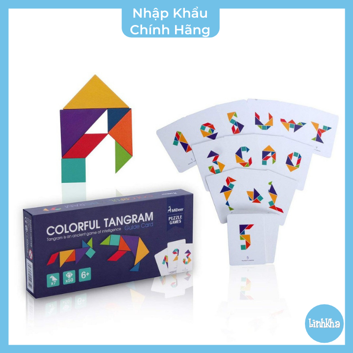 Bộ Xếp Hình Thông Minh Bằng Gỗ – Tangram – Chính Hãng Mideer