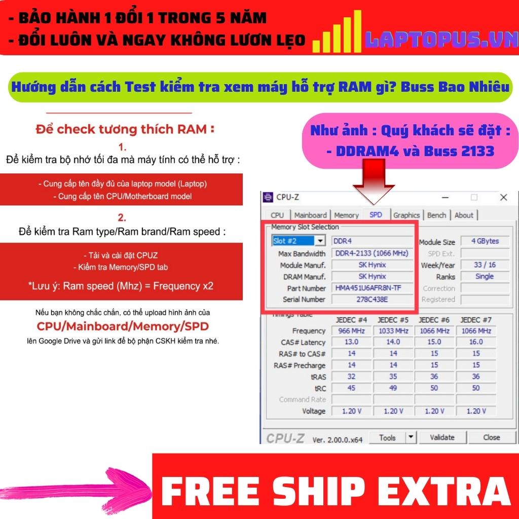 Ram DDR4 Laptop 4Gb bus 2133,2400,2666,3200MHz Samsung- và nhiều thương hiệu khác tháo máy Mỹ giao ngẫu nhiên, BH 5 năm