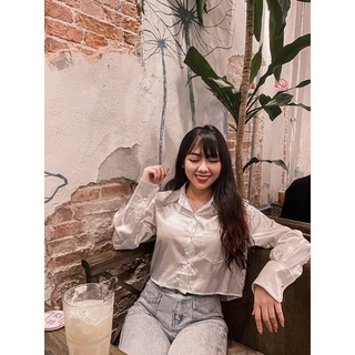 Áo sơmi croptop lụa satin ✨✨