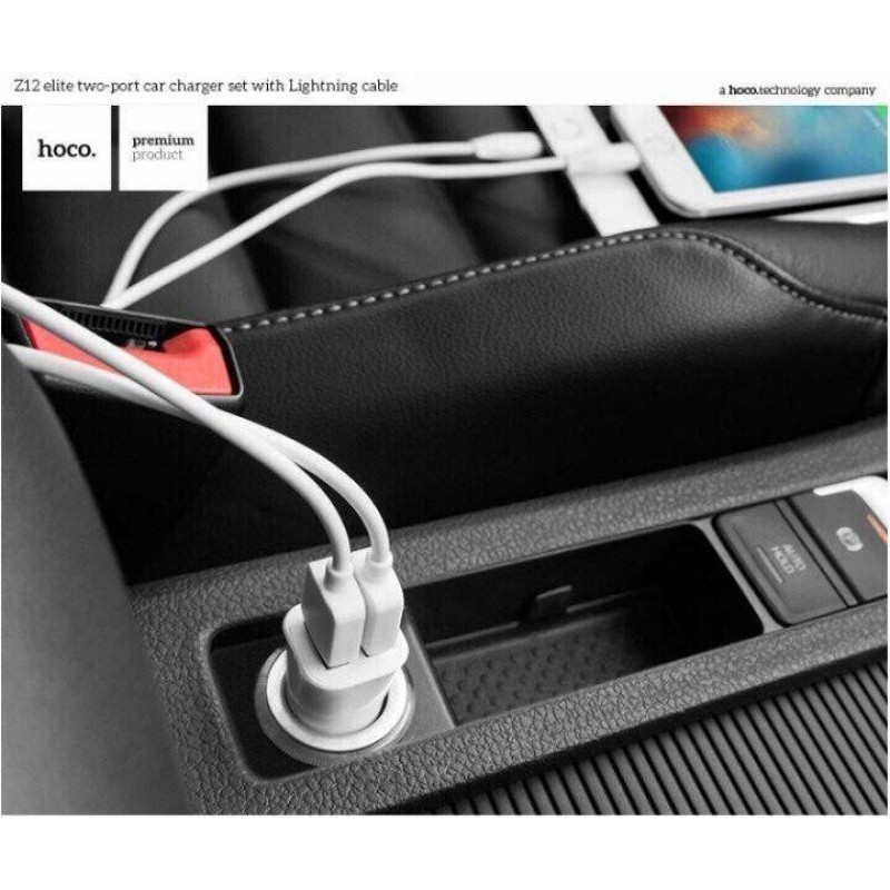 TẨU SẠC Ô TÔ 2 CỔNG TIỆN LỢI CHÍNH HÃNG HOCO Z12 BỀN ĐẸP