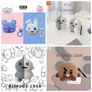 Vỏ Bảo Vệ Hộp Sạc Tai Nghe Airpods i10 i12 i9s i11 Kèm Móc Khóa Hình Bt21