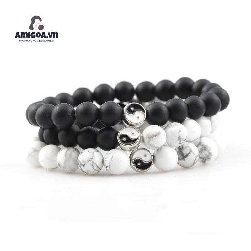 Vòng Tay Chuỗi Hạt Mặt Hình Âm Dương Thời Trang Cho Nam