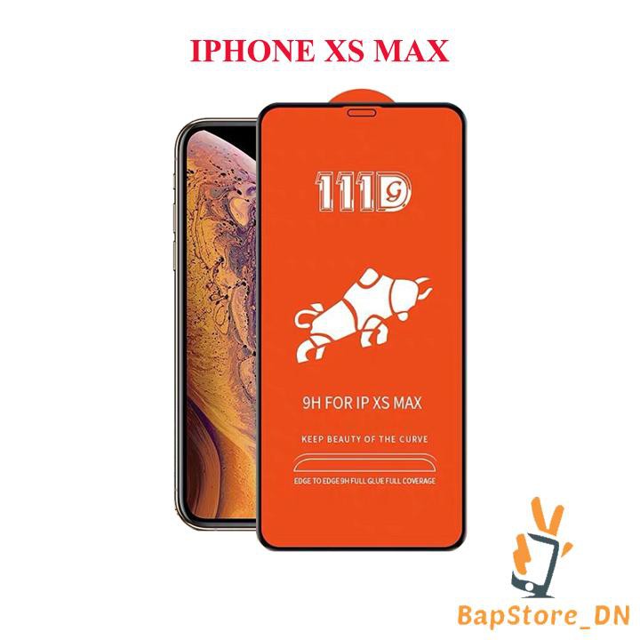 💥𝐅𝐑𝐄𝐄 𝐒𝐇𝐈𝐏💥 Cường Lực iPhone XS Max, Kính Cường Lực 111D Full Màn Hình Siêu Bền Siêu Cứng - Màu Đen