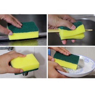 Miếng cọ rửa chén bát xanh vàng tiện dụng - Miếng bọt biển cọ rửa xoong nồi