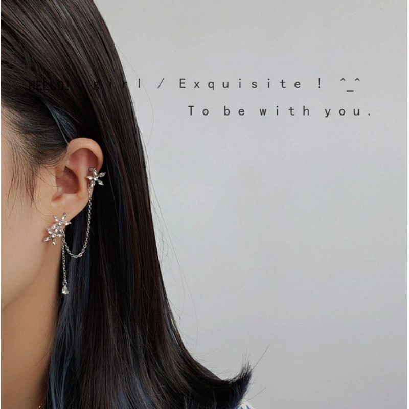Khuyên tai hoa đá kẹp vành