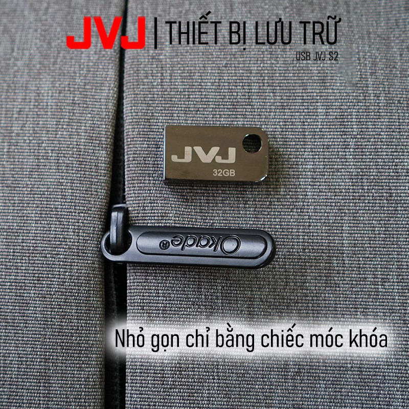 USB 16Gb 2.0 JVJ FLASH S2 siêu nhỏ vỏ kim loại - tốc độ 30MB/s chống nước chống nhiệt ổn định, Móc khóa Bảo hành 2 năm