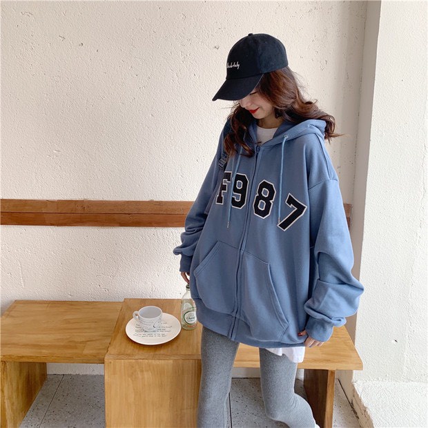 Áo Khoác hoodie có mũ in số , Áo khoác nỉ siêu dày tay phối sọc form rộng unisex nam nữ mặc đều đẹp