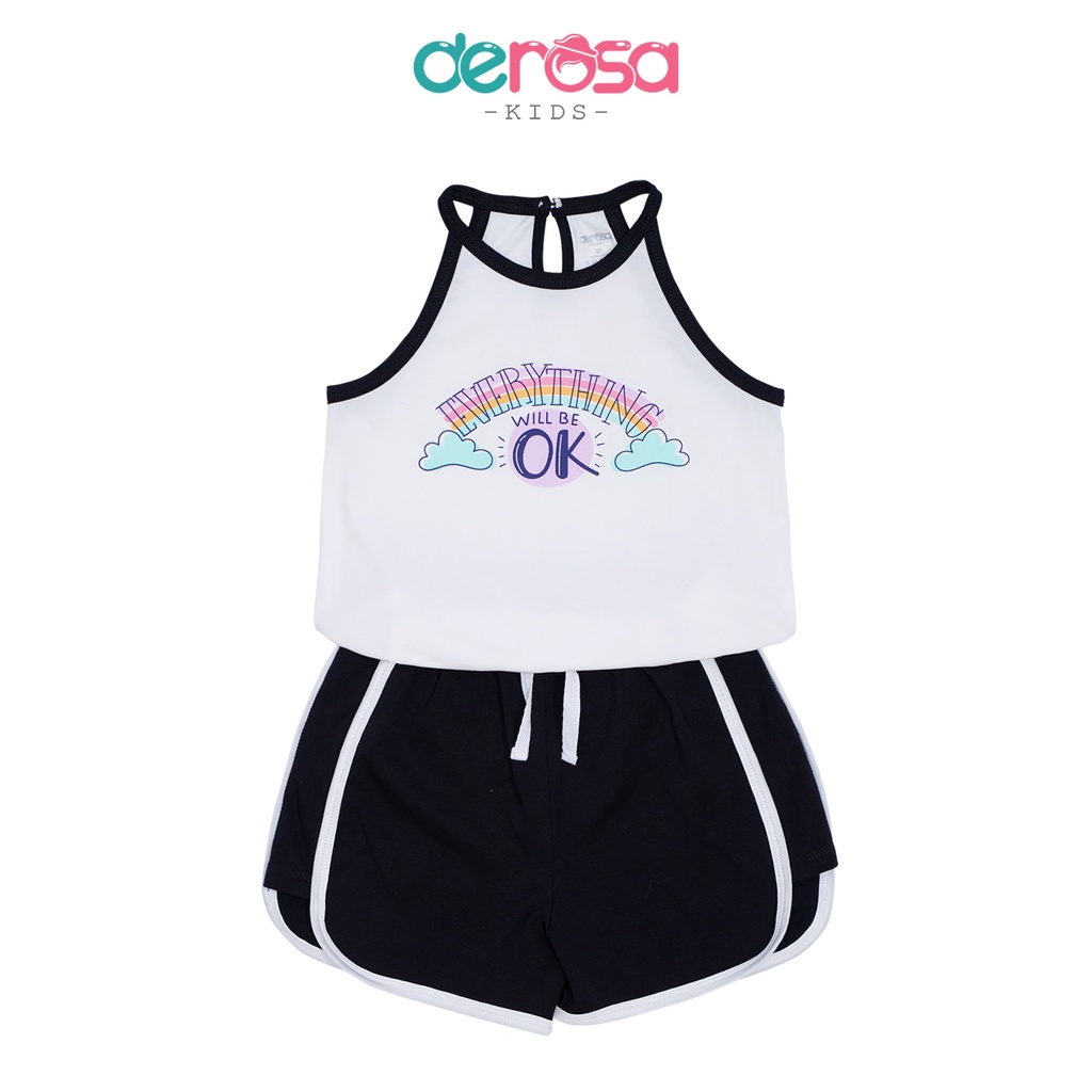 Bộ quần áo cổ yếm cho bé gái DEROSA KIDA từ 2-6 tuổi ASKD428B