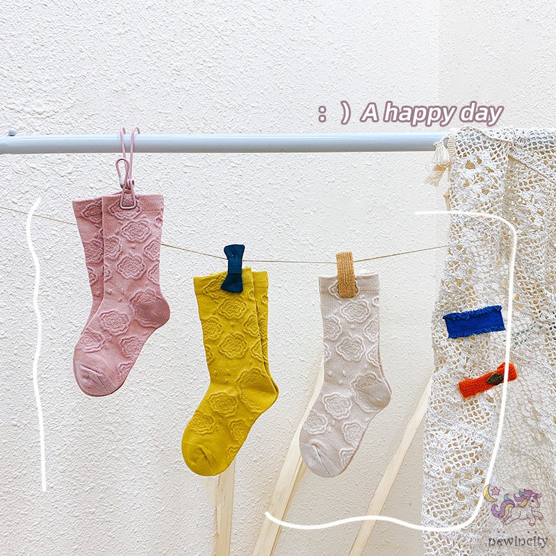 Set 3 đôi vớ lửng in hoa kiểu Hàn Quốc xinh xắn cho bé gái