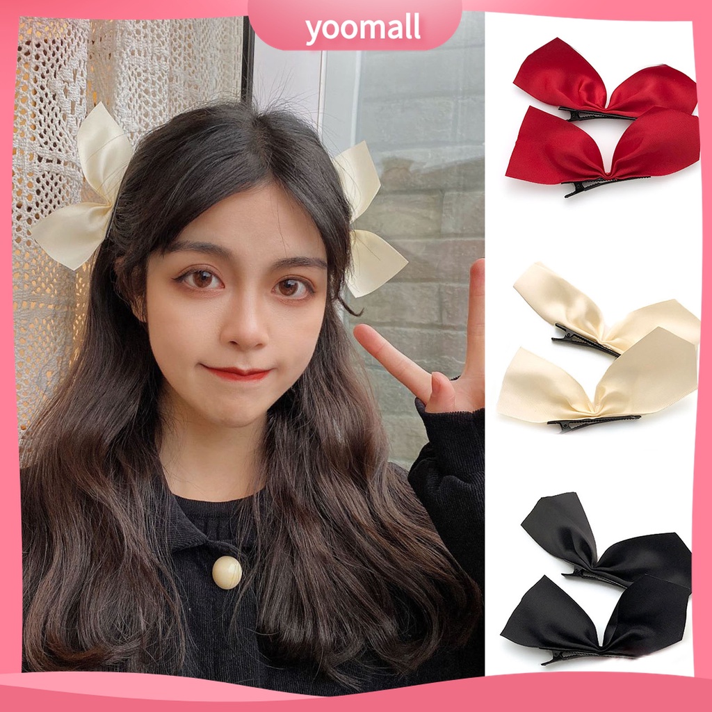 Yomall♡ 1 Cặp Kẹp Tóc Hình Nơ Màu Sắc Xinh Xắn Cho Nữ