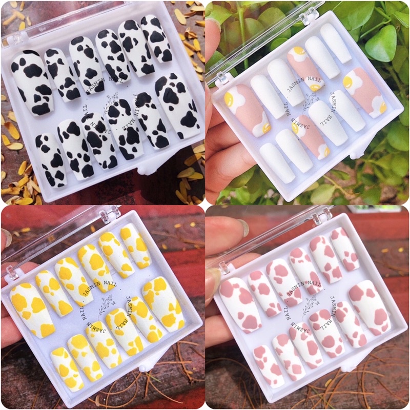 [Mã NHUQAD giảm 10% đơn 100k] Nail Box móng úp thiết kế sẵn mẫu bò sữa kèm keo dũa